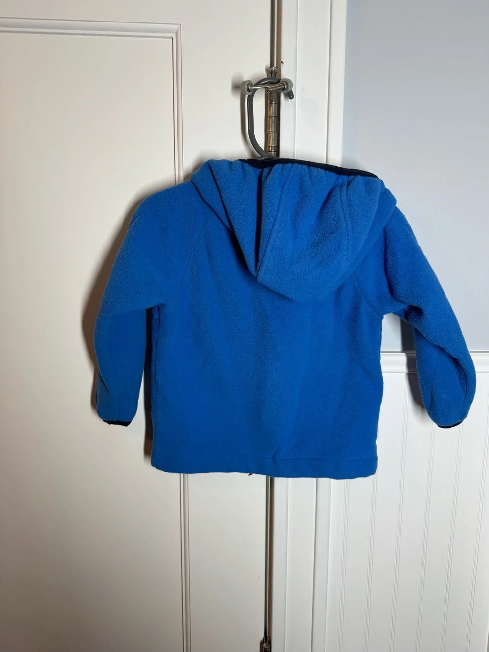 The north face baby boys blue teddy fleece lined zip up hooded jacket 12-18 mo.
